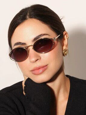 Miu Miu Women Sunglasses LOGO Gold Violet Oval MU52YS 5AK20Y NEW AUTHENTIC